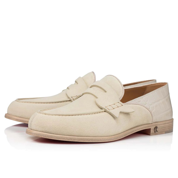 Christian Louboutin Penny No Back Flat Panna Cotta Beige Dress Loafer 43 10